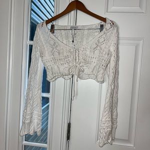 Cropped Crochet White Top